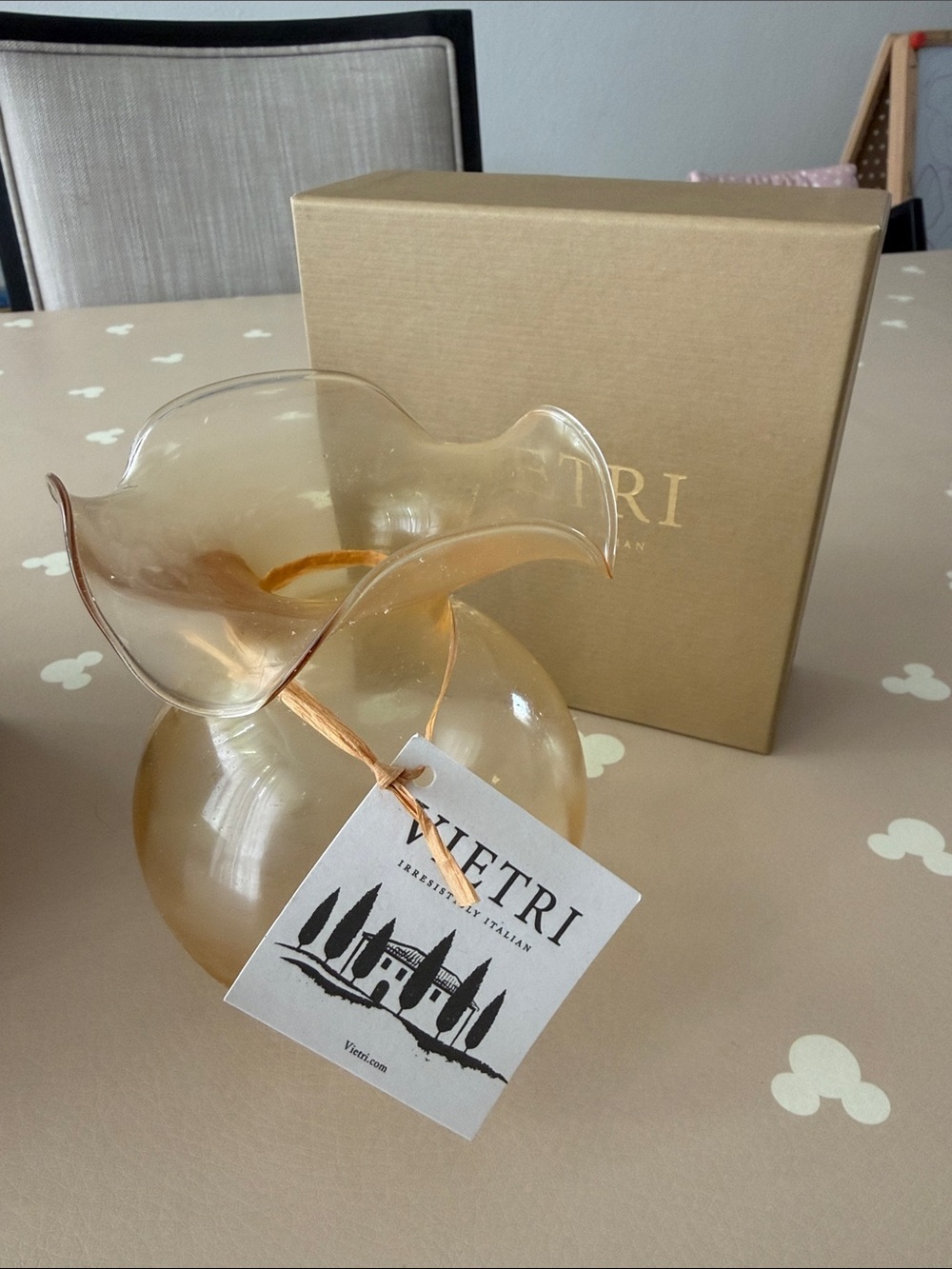 Vietri Soft Amber Hand-Blown Glass Vase